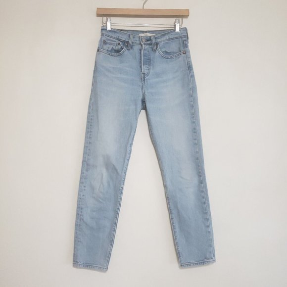 Levi's Wedge Straight Jeans Size 24 x 27 Button Fly Blue Premium - Picture 1 of 14